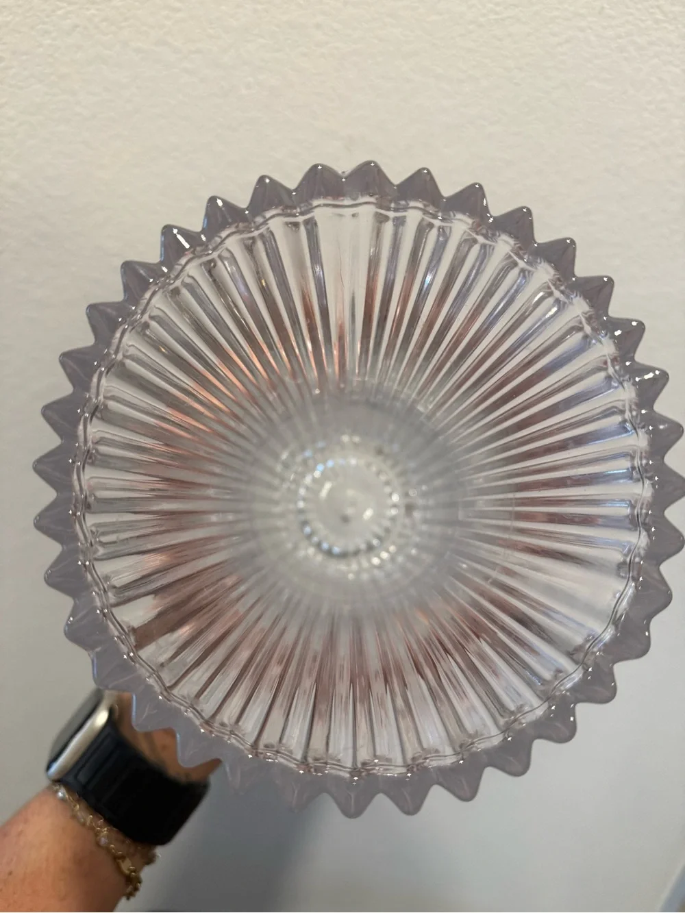 Vintage Japanese Crystal Ribbed Sawtooth Rim Vase
